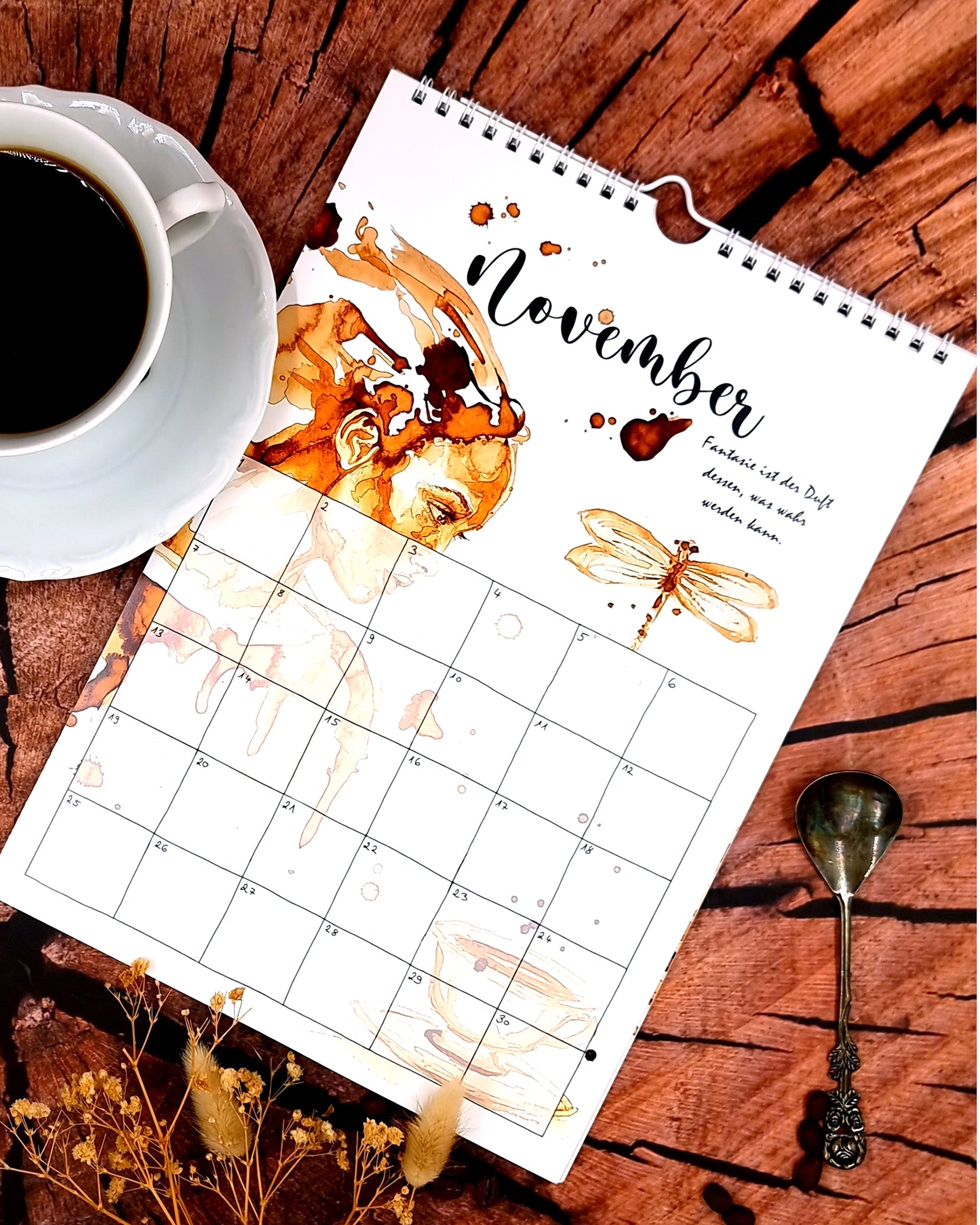 Kalender mit Motiven aus Kaffee