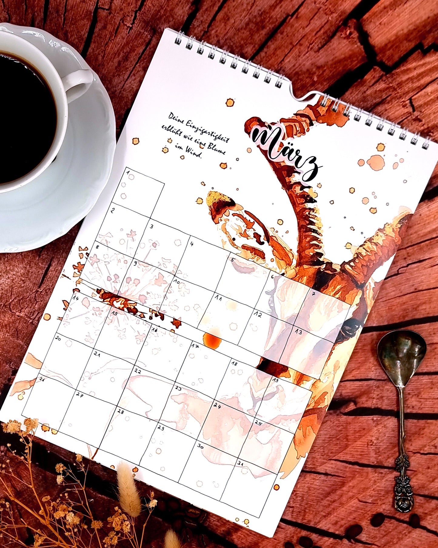 Kalender mit Motiven aus Kaffee