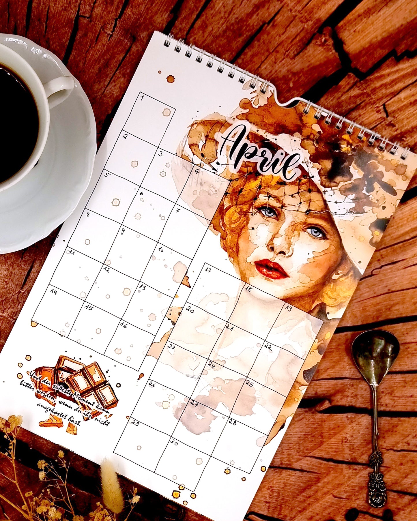 Kalender mit Motiven aus Kaffee