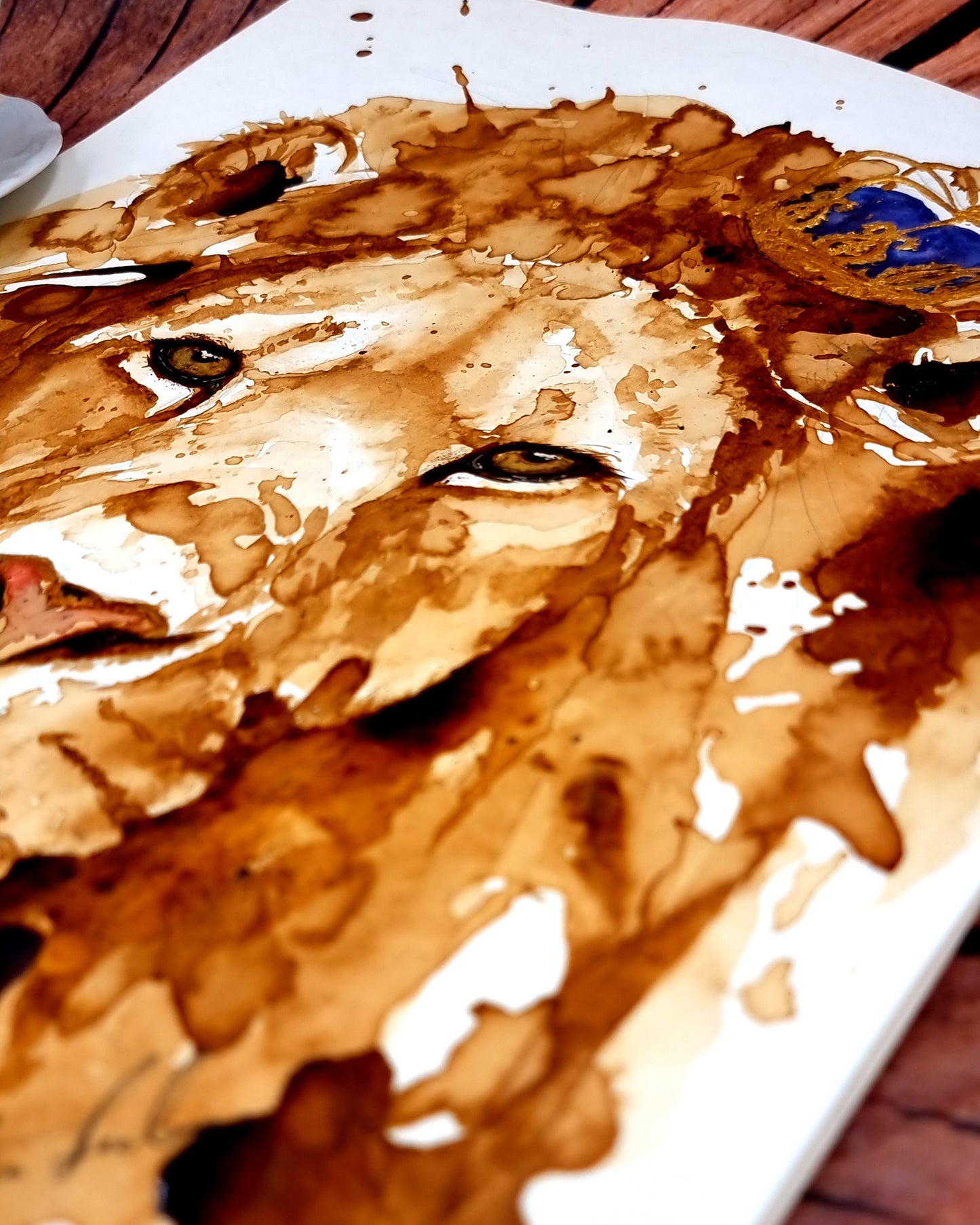 Kaffeeportrait eines Löwen - Kunstdruck Lebron