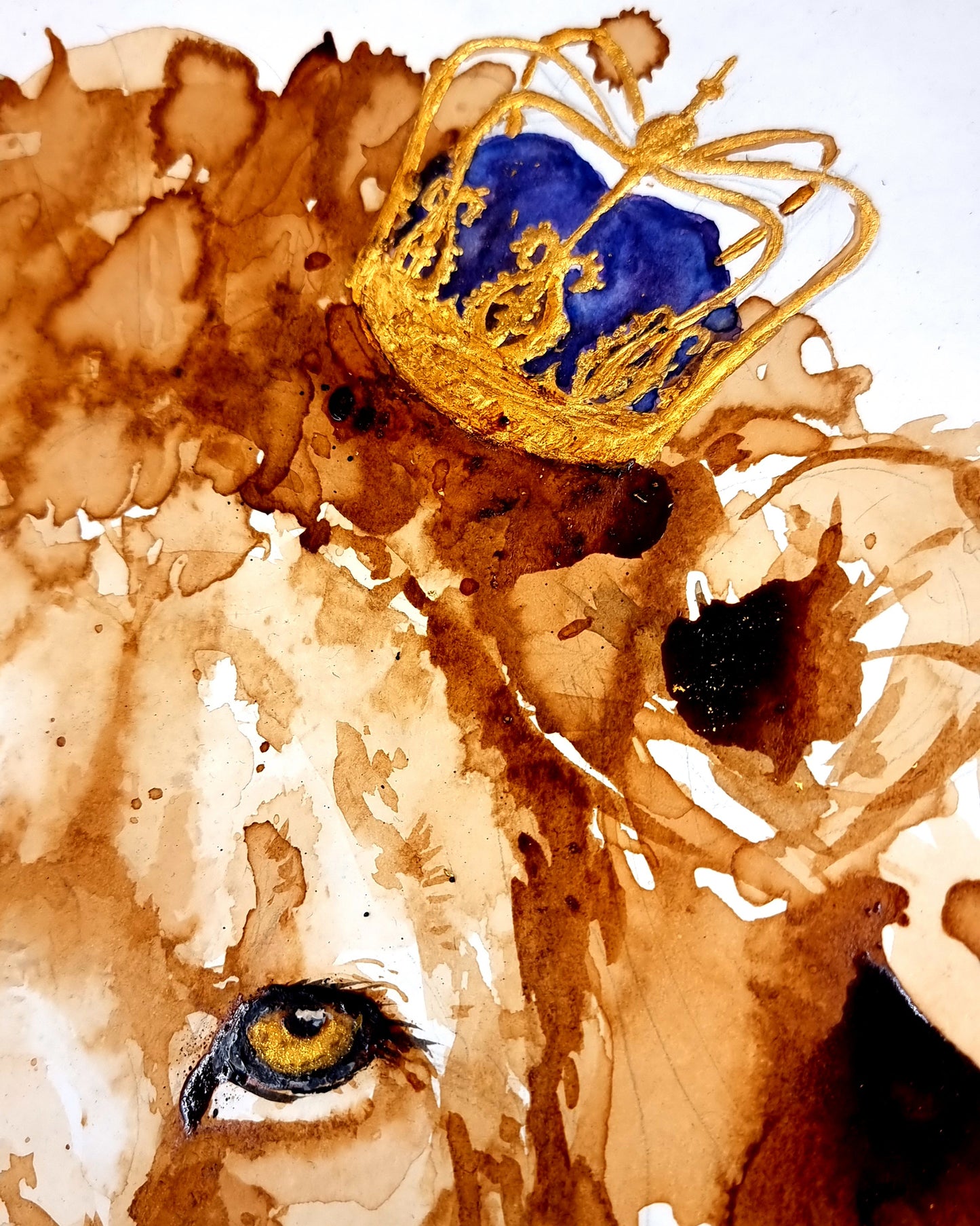 Kaffeeportrait eines Löwen - Kunstdruck Lebron