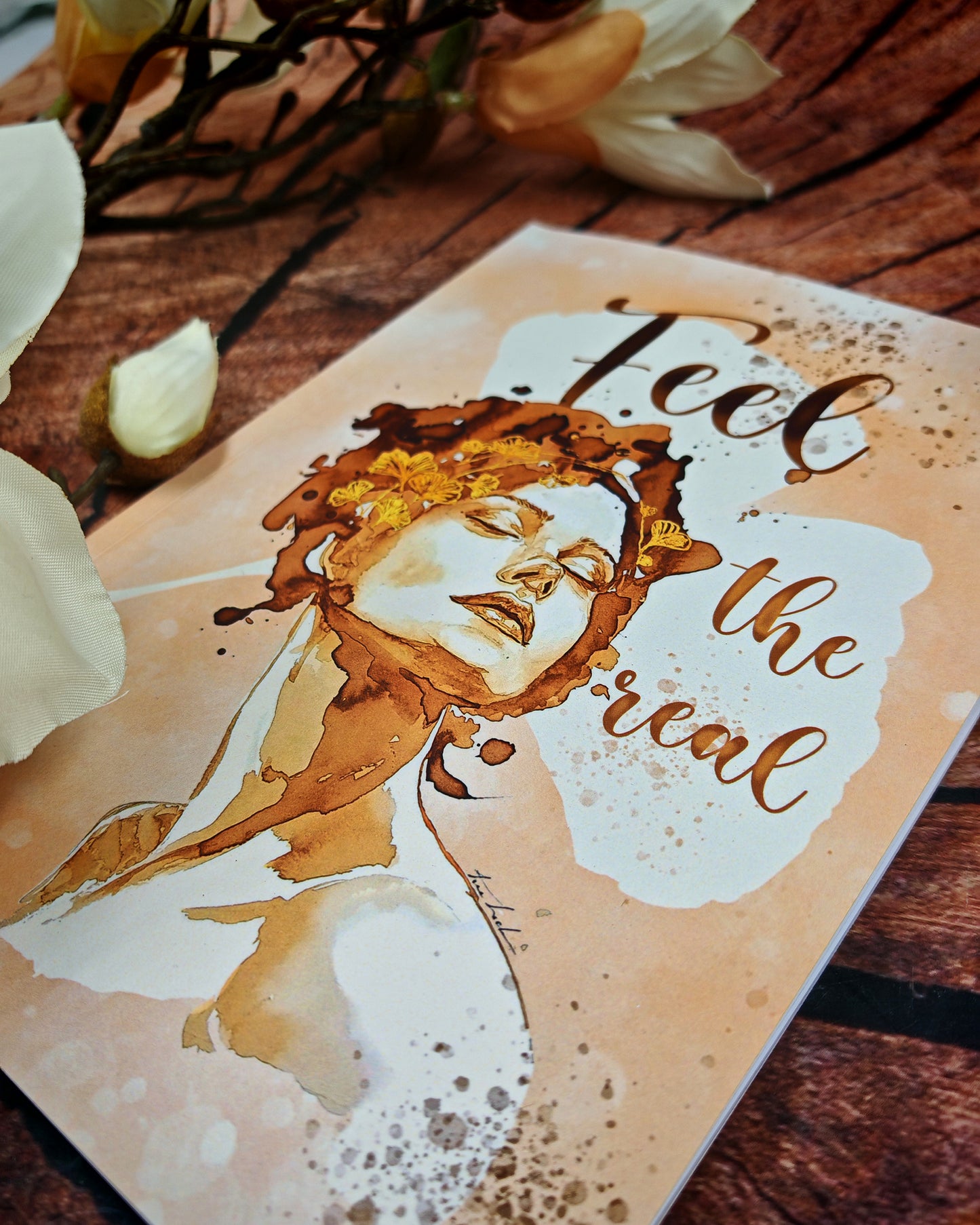 Notizbuch "Feel the real" mit Kaffeemotiv