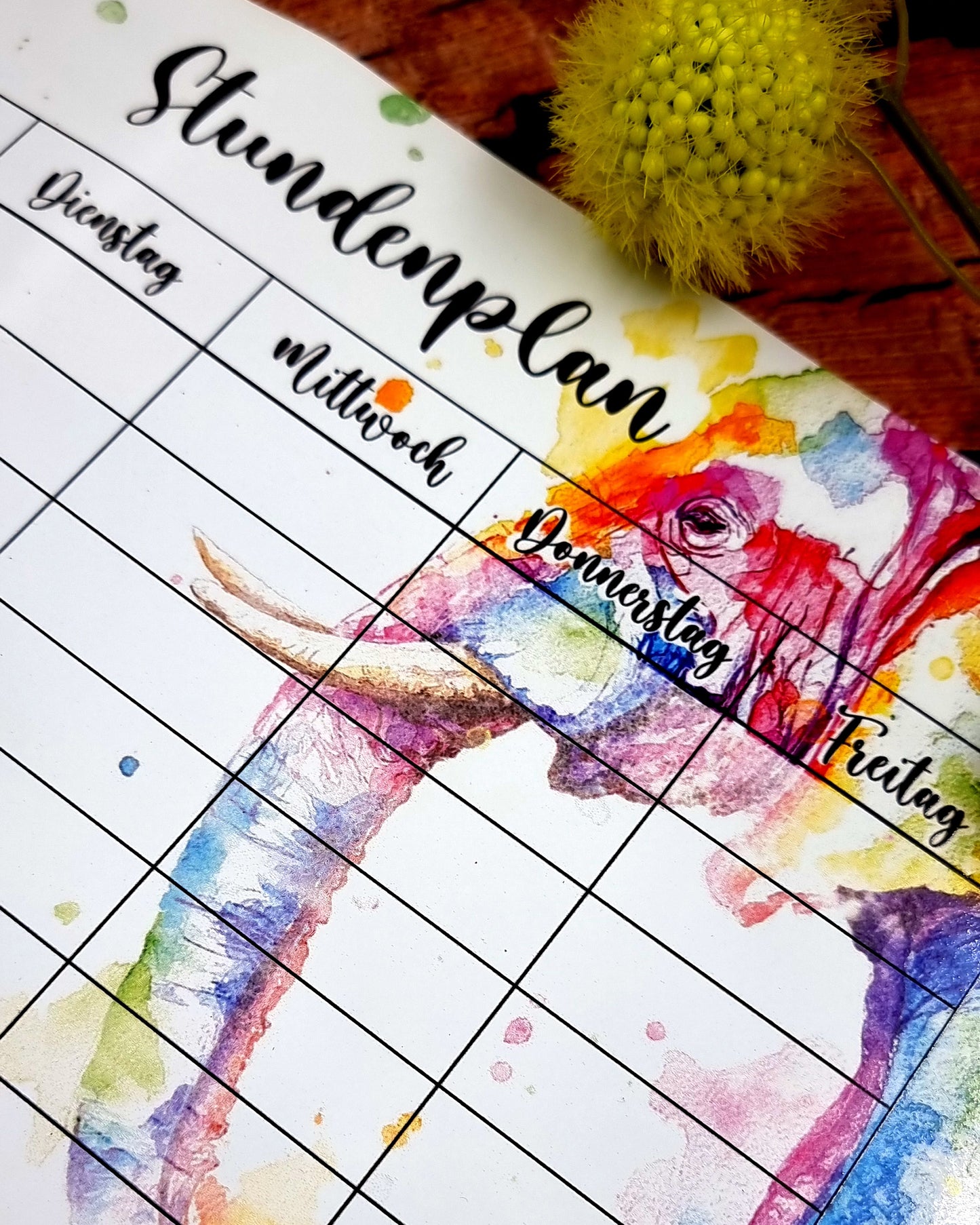 Magnetischer Stundenplan für den Kühlschrank - bunter Elefant