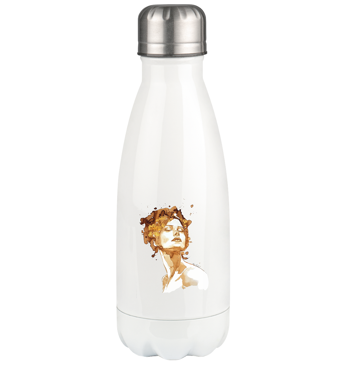 Kaffeemotiv Portrait mit Ginko - Thermoflasche 350ml
