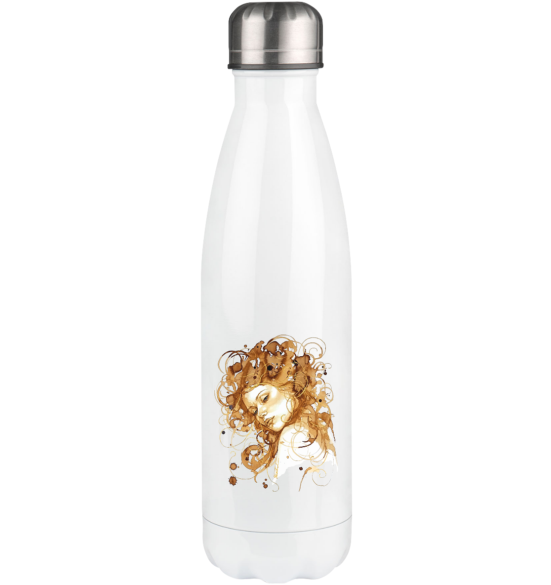 Kaffeemotiv Portrait mit goldenen Haaren - Thermoflasche 500ml