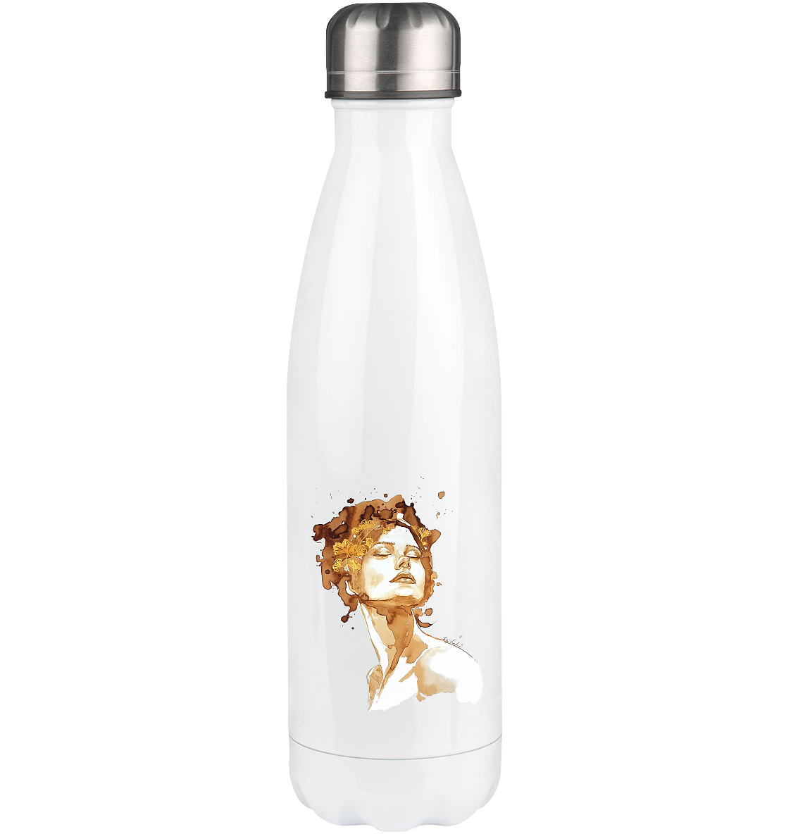 Kaffeemotiv Portrait mit Ginko - Thermoflasche 500ml