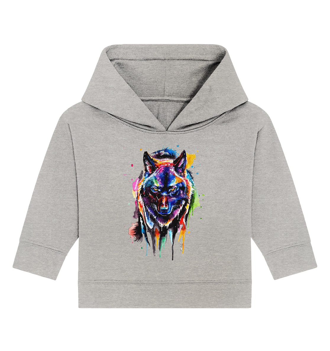 Bunter schwarzer Wolf - Baby Organic Hoodie