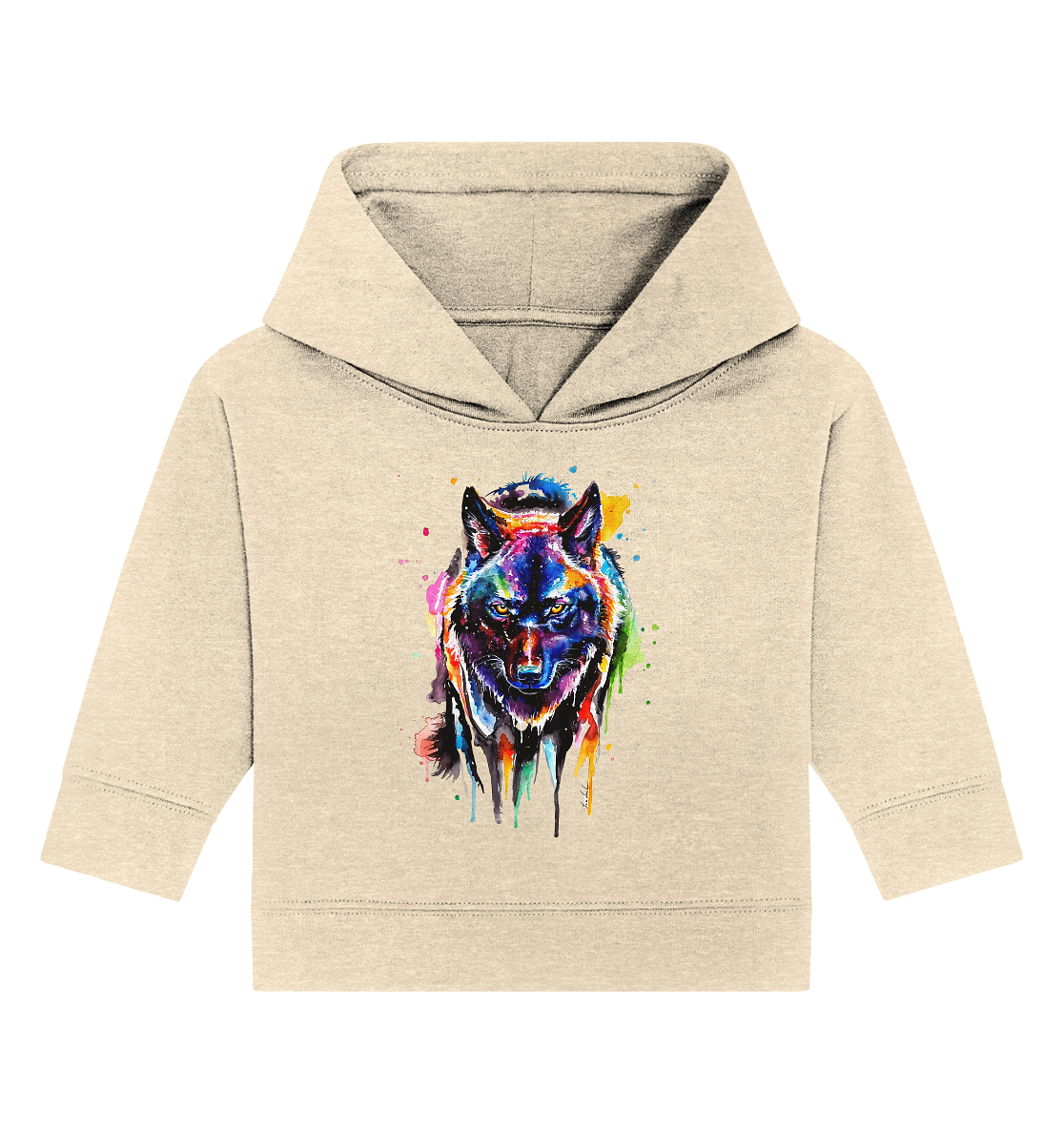 Bunter schwarzer Wolf - Baby Organic Hoodie