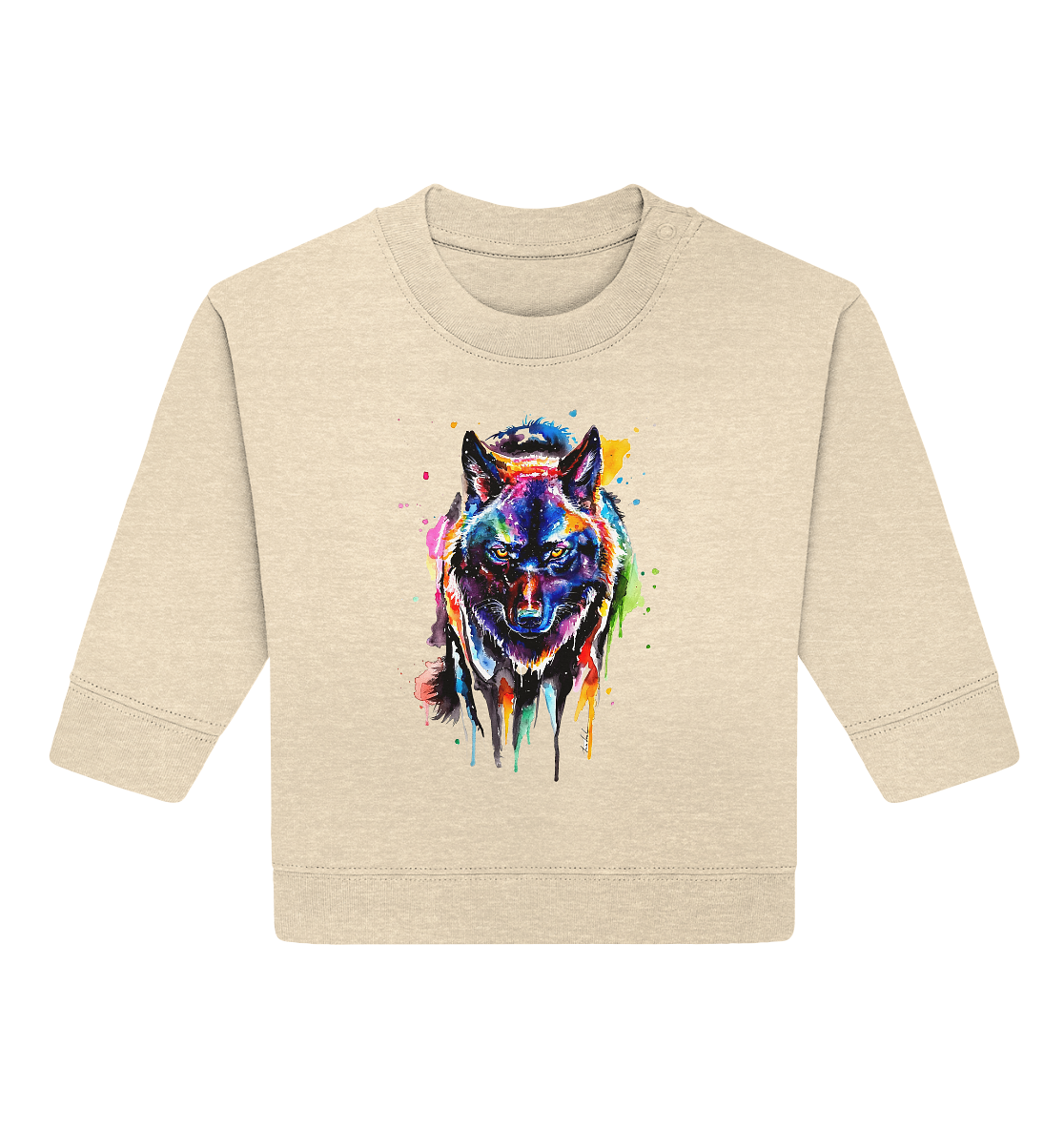 Bunter schwarzer Wolf - Baby Organic Sweatshirt
