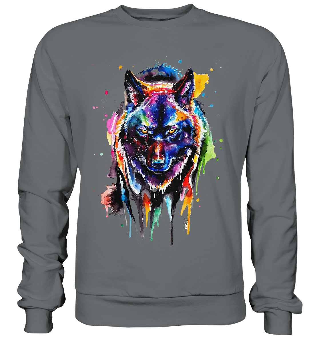 Bunter schwarzer Wolf - Basic Sweatshirt