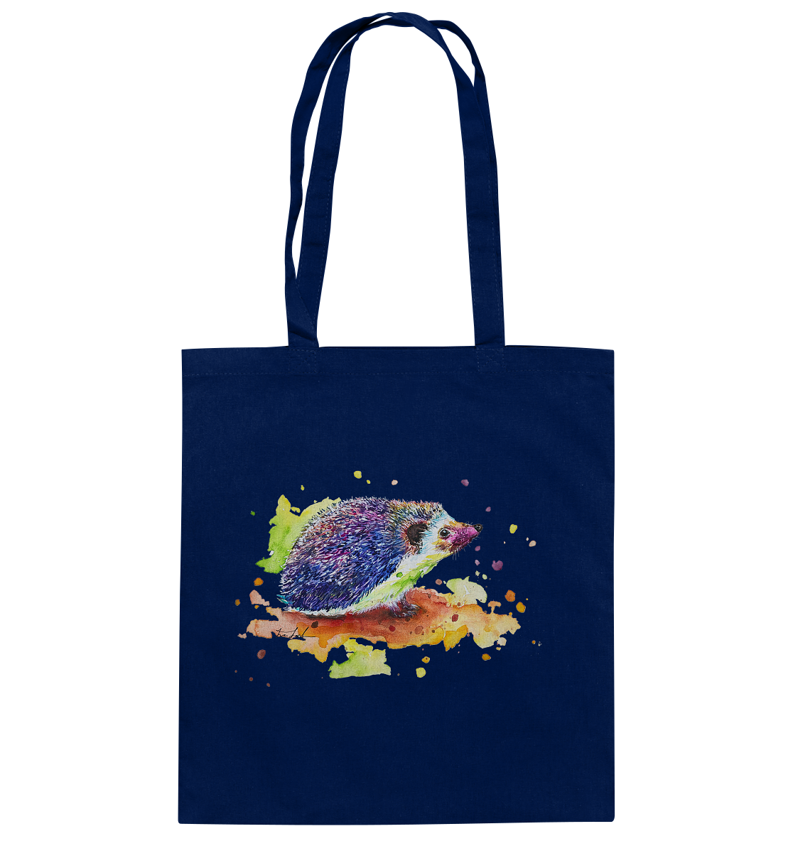Motiv farbenfroher Igel - Baumwolltasche
