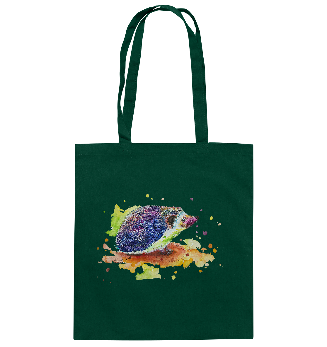 Motiv farbenfroher Igel - Baumwolltasche