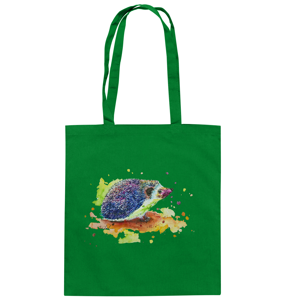 Motiv farbenfroher Igel - Baumwolltasche