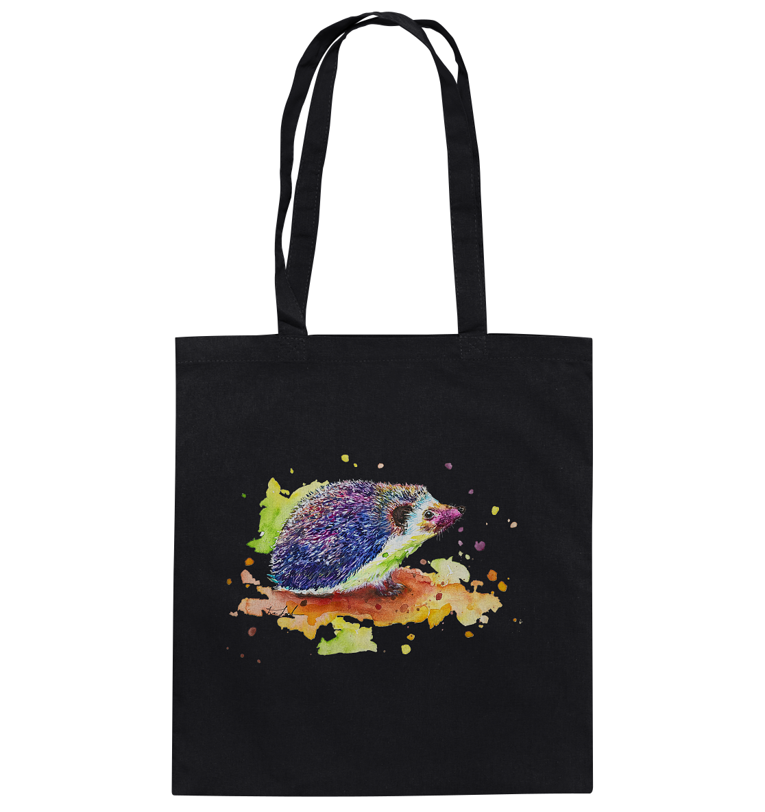 Motiv farbenfroher Igel - Baumwolltasche