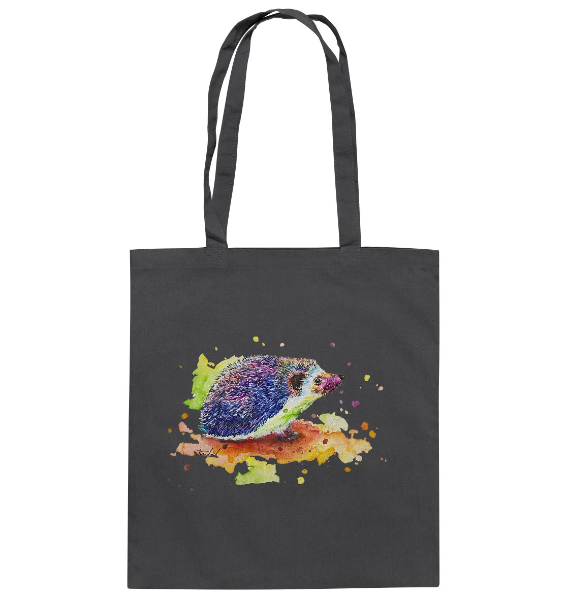 Motiv farbenfroher Igel - Baumwolltasche