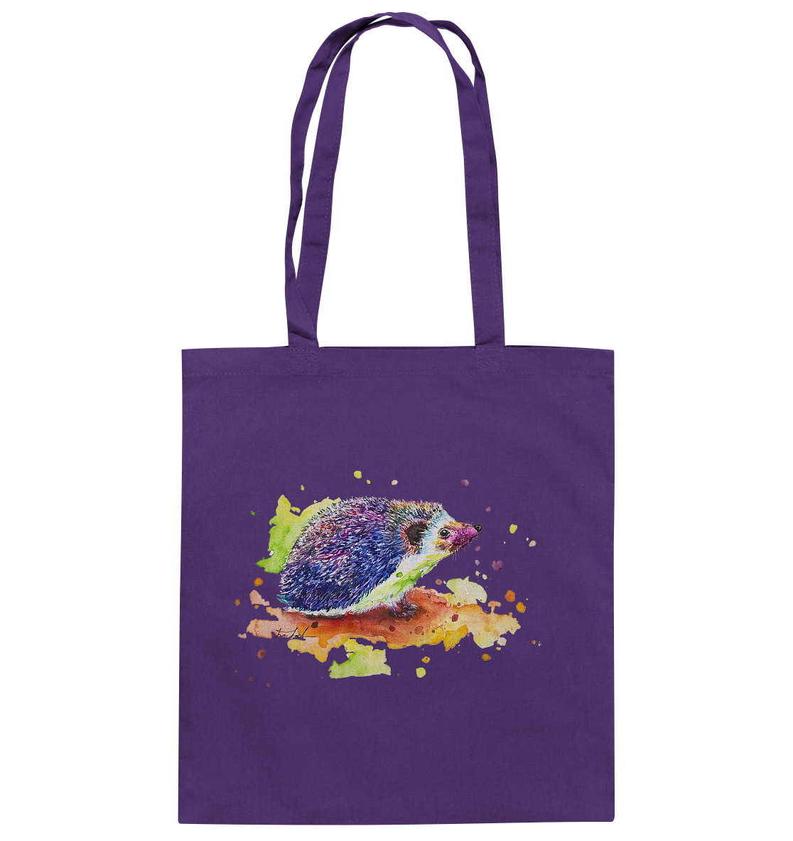Motiv farbenfroher Igel - Baumwolltasche