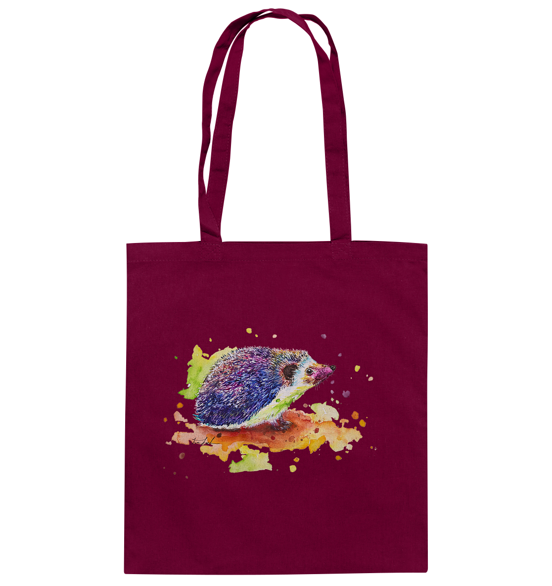 Motiv farbenfroher Igel - Baumwolltasche