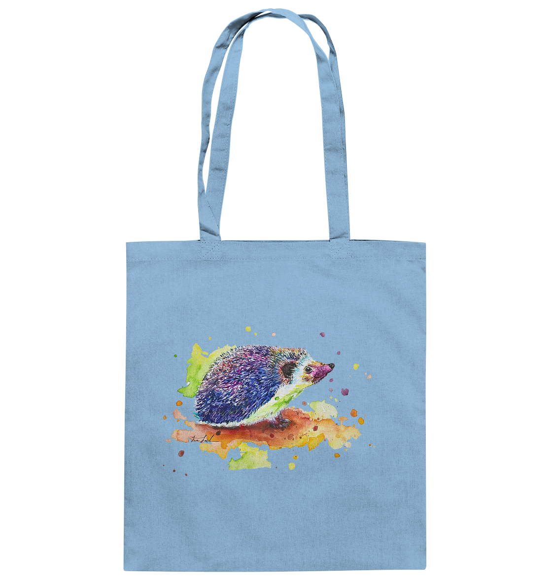 Motiv farbenfroher Igel - Baumwolltasche