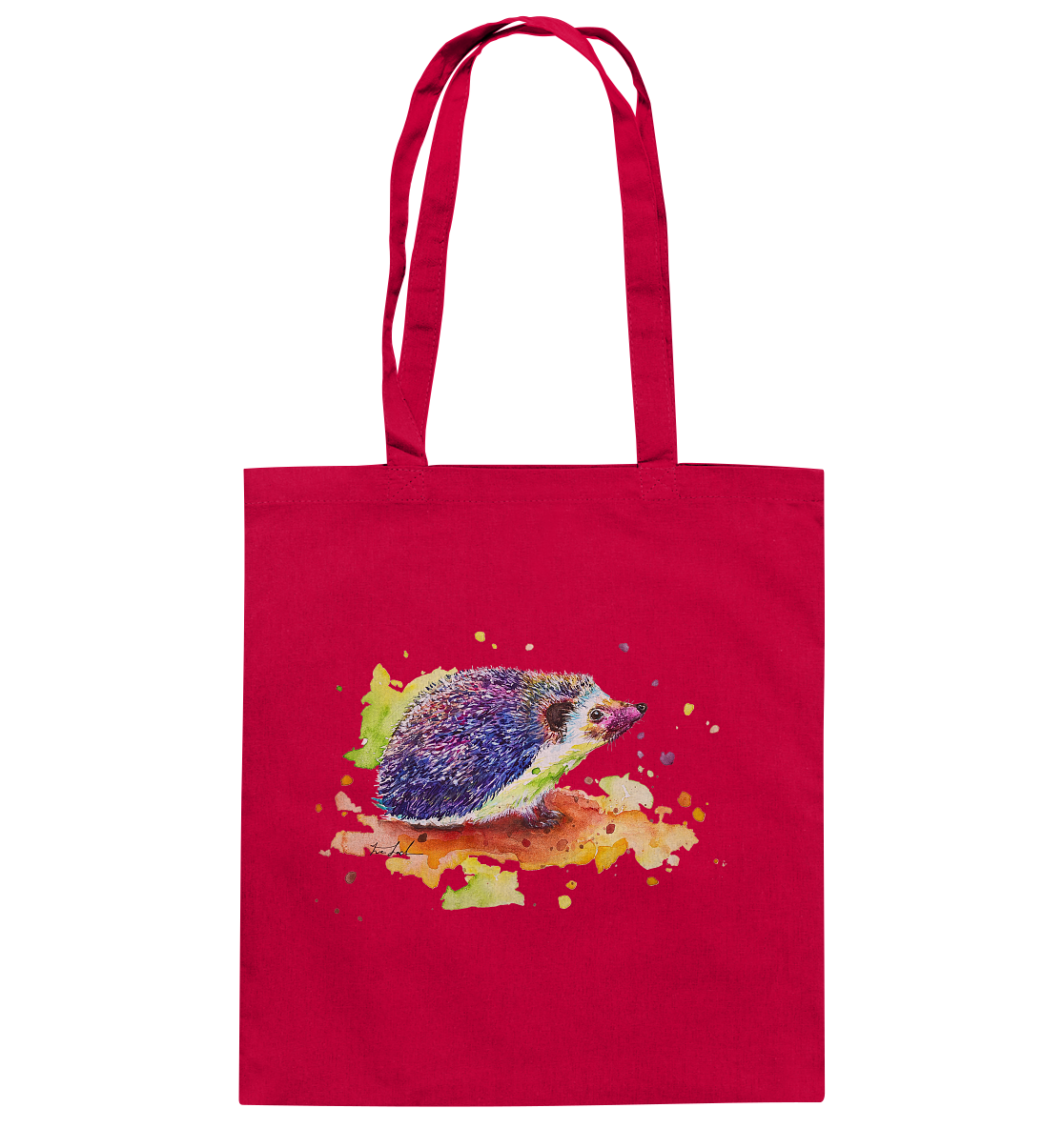 Motiv farbenfroher Igel - Baumwolltasche