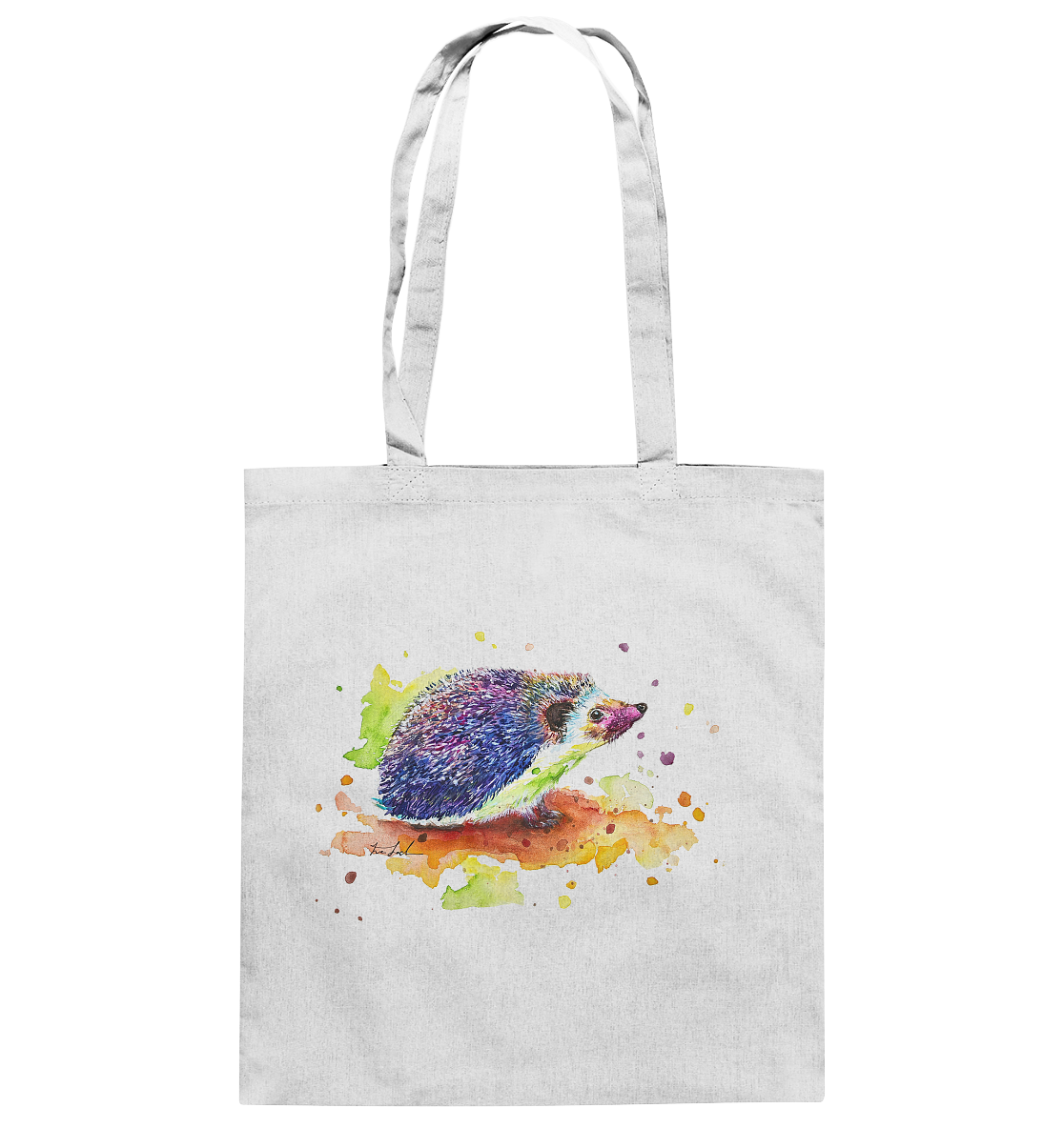 Motiv farbenfroher Igel - Baumwolltasche