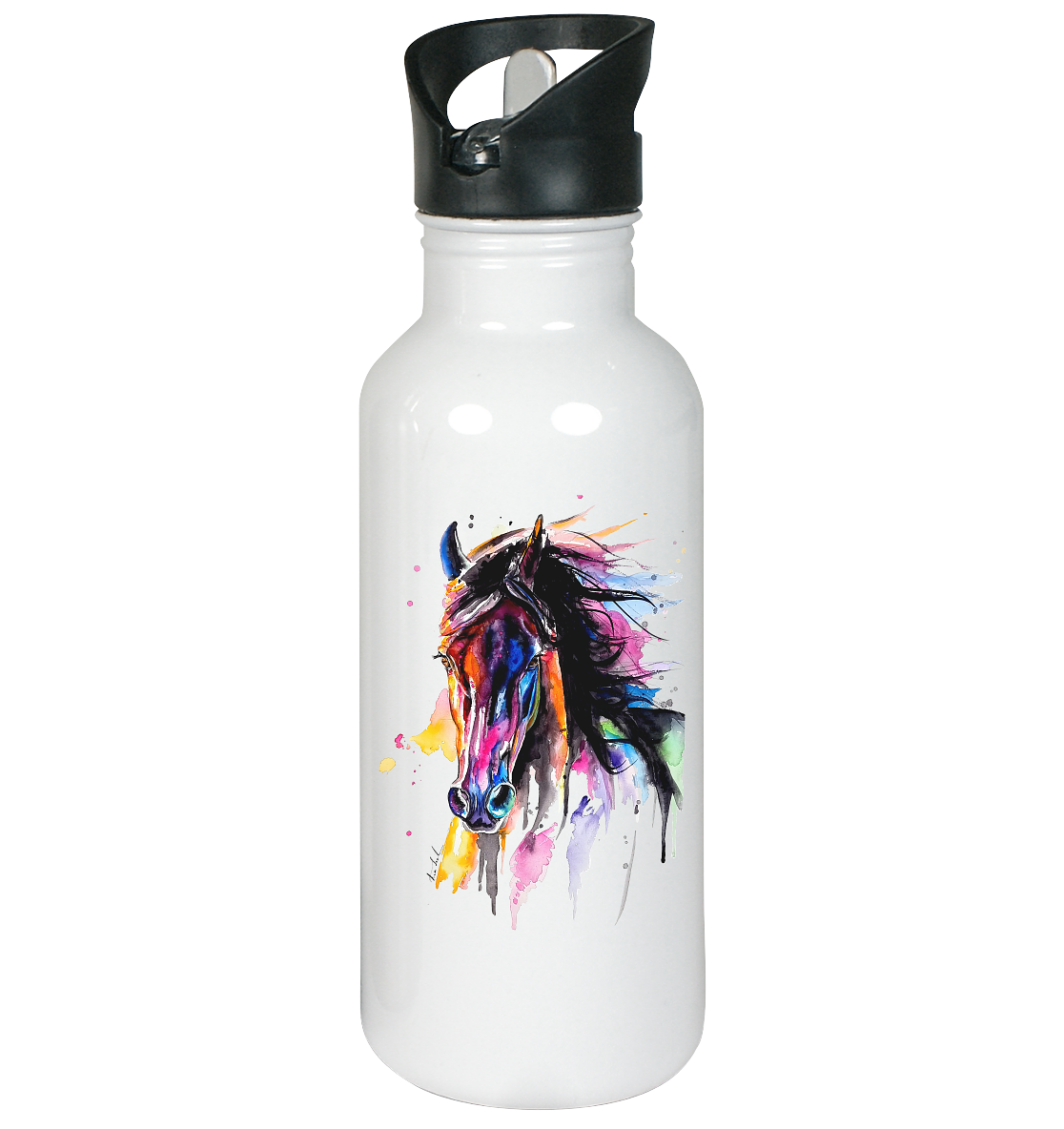 Schwarzes Pferd - Edelstahl-Trinkflasche