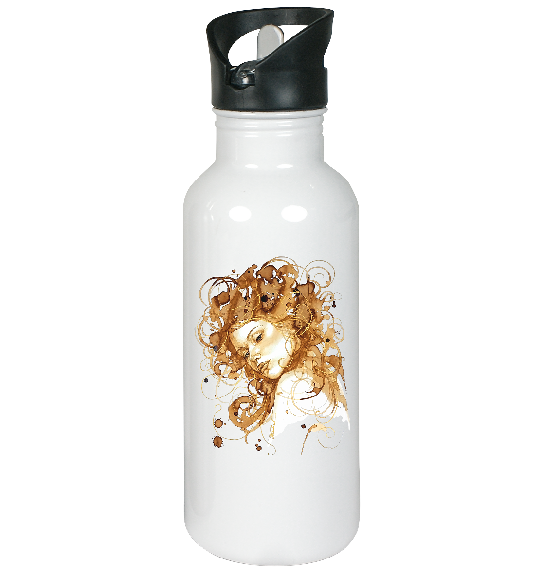 Kaffeemotiv Portrait mit goldenen Haaren - Edelstahl-Trinkflasche