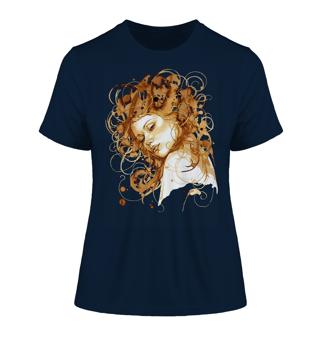 Kaffeemotiv Portrait mit goldenen Haaren - Fitted Ladies Organic Shirt