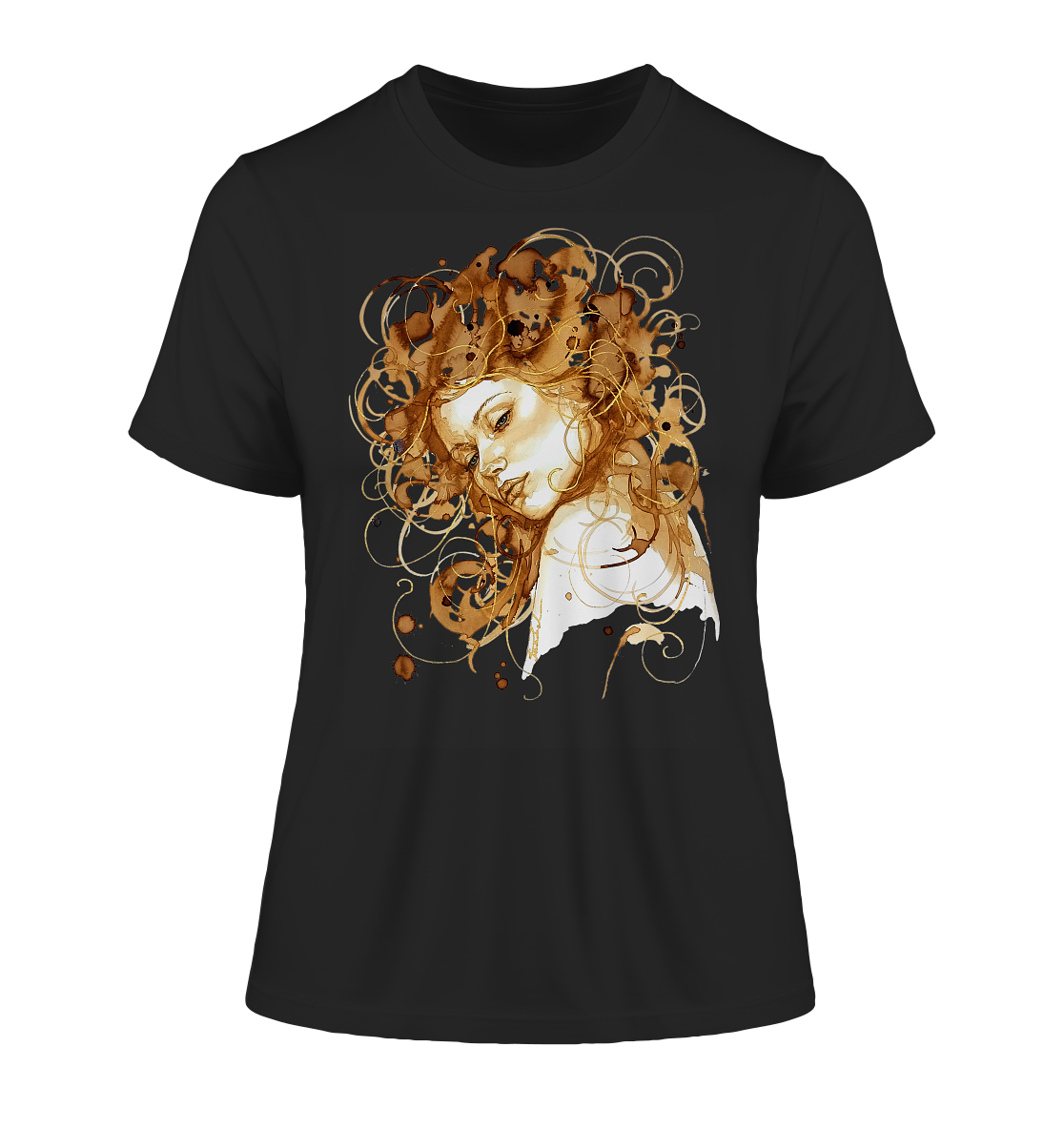 Kaffeemotiv Portrait mit goldenen Haaren - Fitted Ladies Organic Shirt