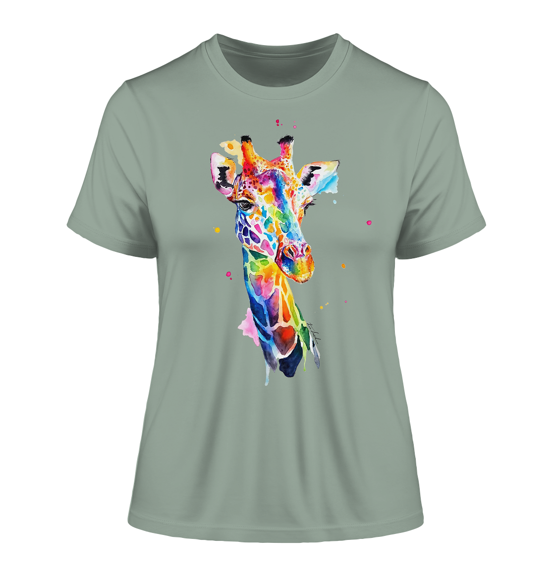 Motiv farbenfrohe Giraffe - Fitted Ladies Organic Shirt