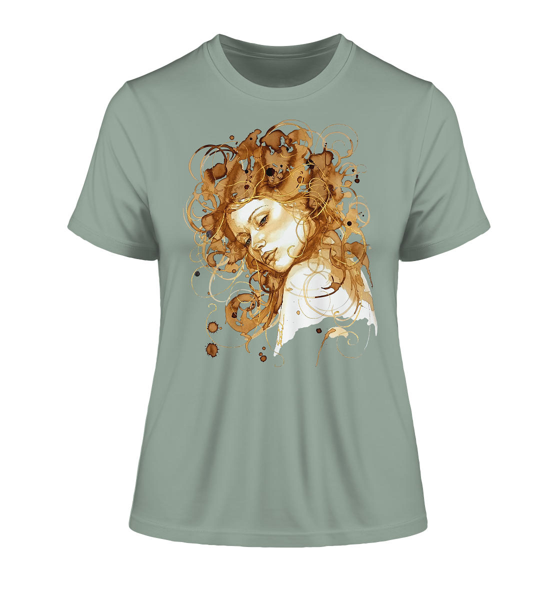 Kaffeemotiv Portrait mit goldenen Haaren - Fitted Ladies Organic Shirt
