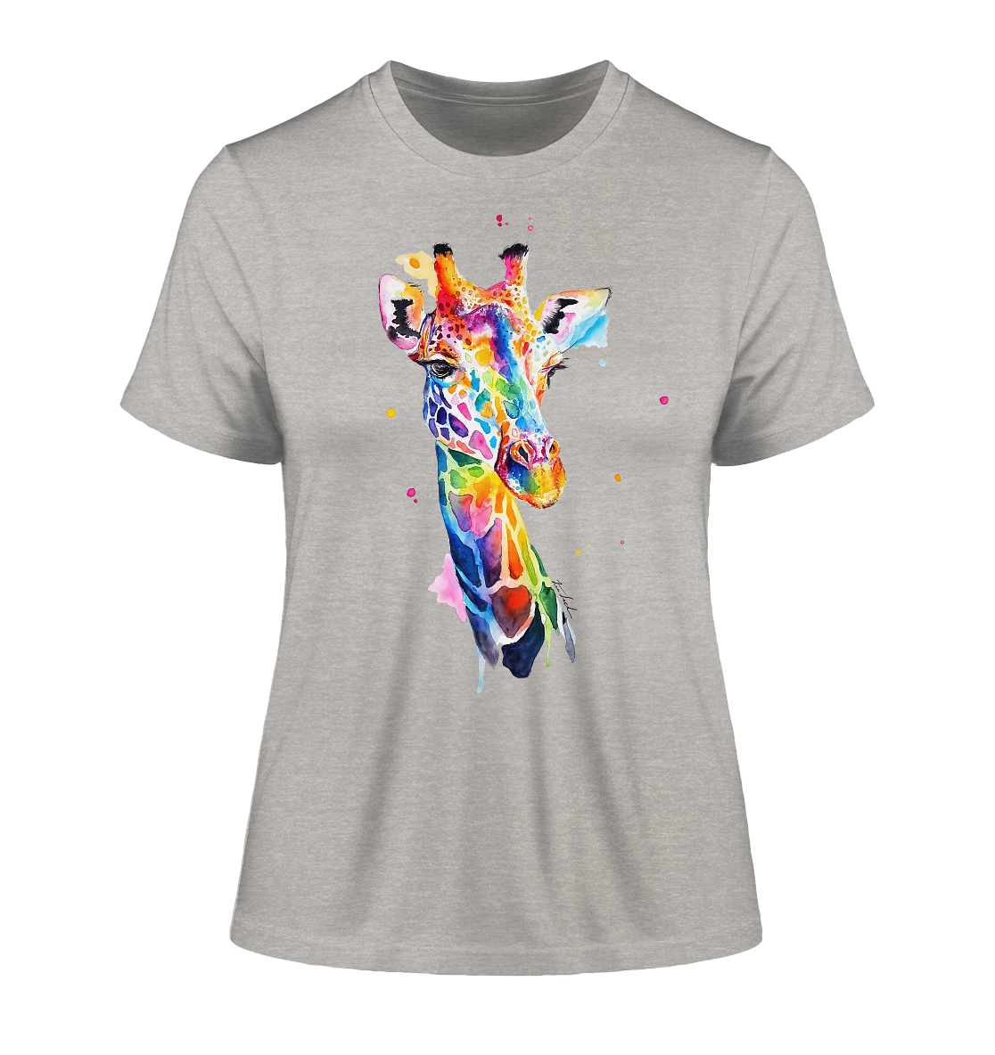 Motiv farbenfrohe Giraffe - Fitted Ladies Organic Shirt
