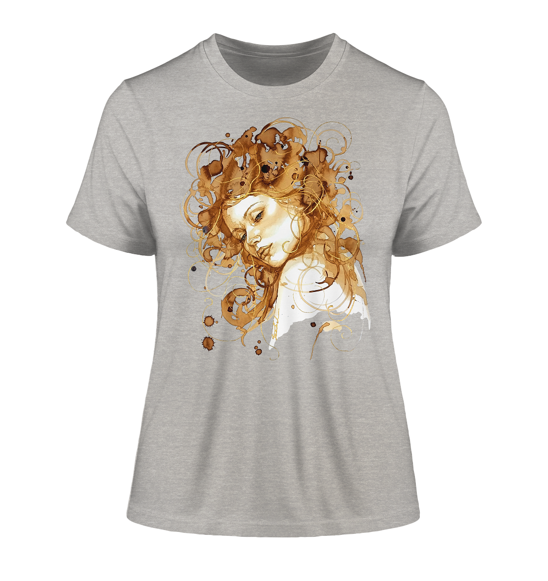 Kaffeemotiv Portrait mit goldenen Haaren - Fitted Ladies Organic Shirt