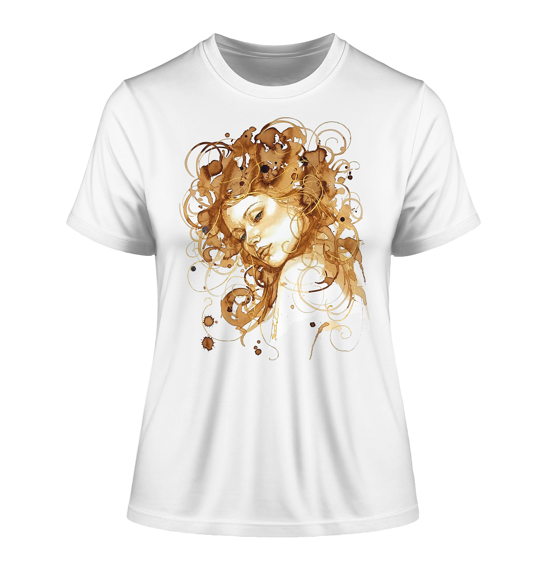 Kaffeemotiv Portrait mit goldenen Haaren - Fitted Ladies Organic Shirt