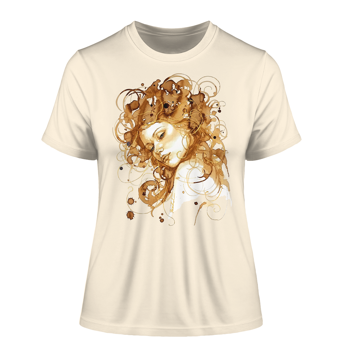 Kaffeemotiv Portrait mit goldenen Haaren - Fitted Ladies Organic Shirt