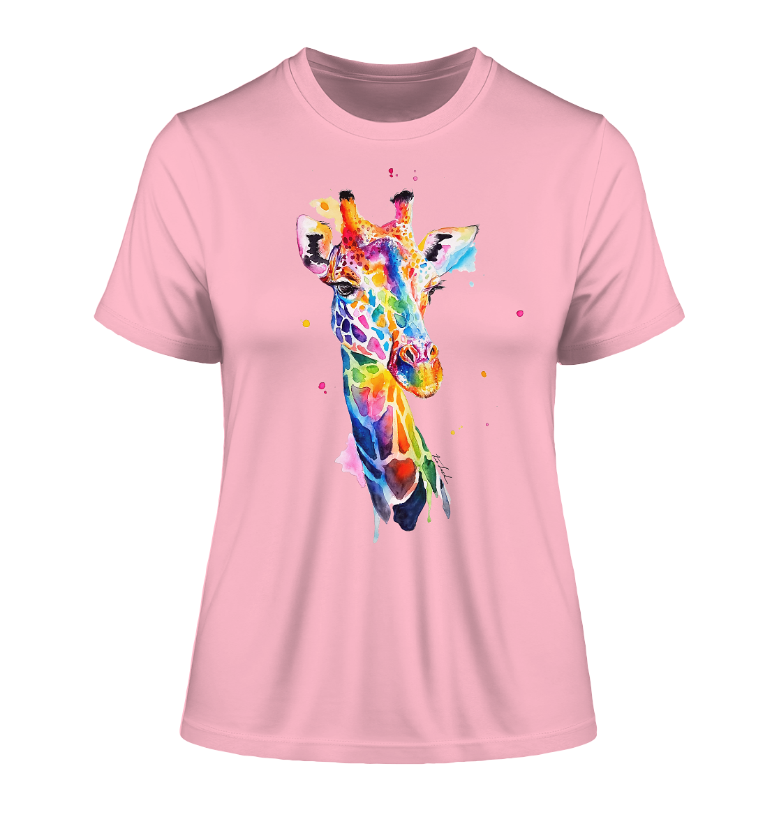 Motiv farbenfrohe Giraffe - Fitted Ladies Organic Shirt