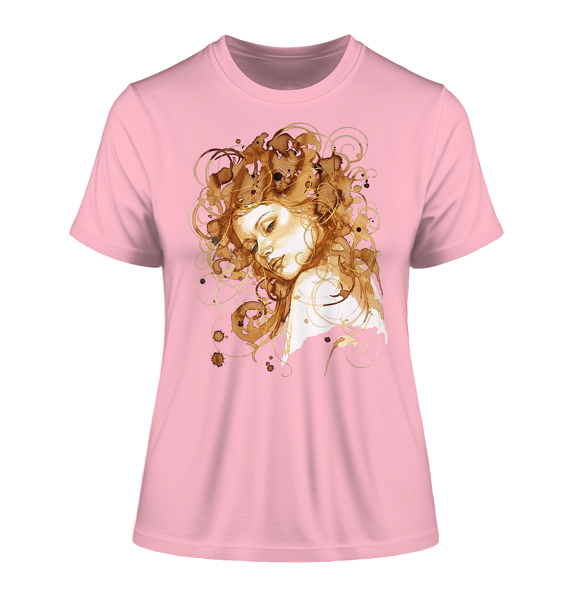 Kaffeemotiv Portrait mit goldenen Haaren - Fitted Ladies Organic Shirt