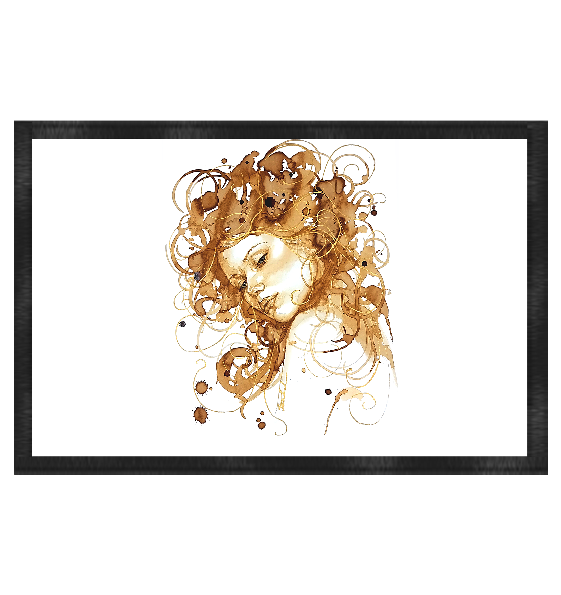 Kaffeemotiv Portrait mit goldenen Haaren - Fußmatte 60x40cm