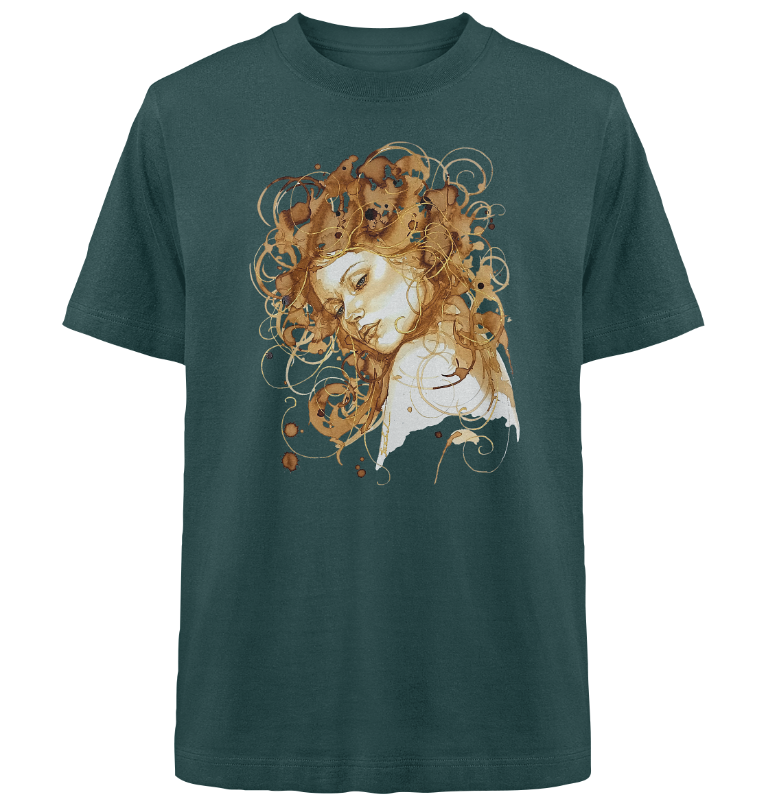 Kaffeemotiv Portrait mit goldenen Haaren - Heavy Oversized Organic Shirt