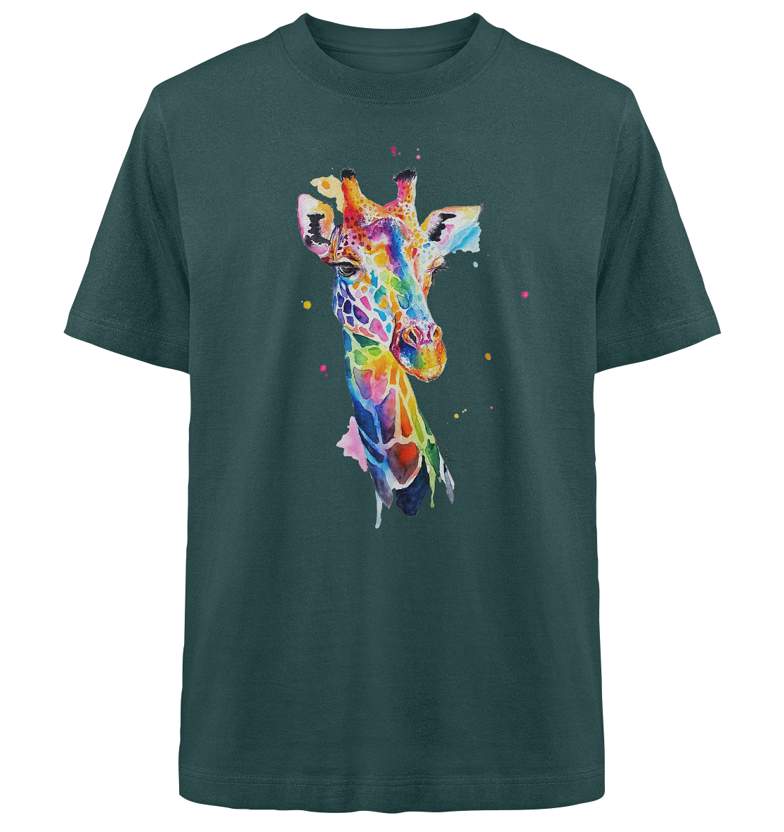 Motiv farbenfrohe Giraffe - Heavy Oversized Organic Shirt