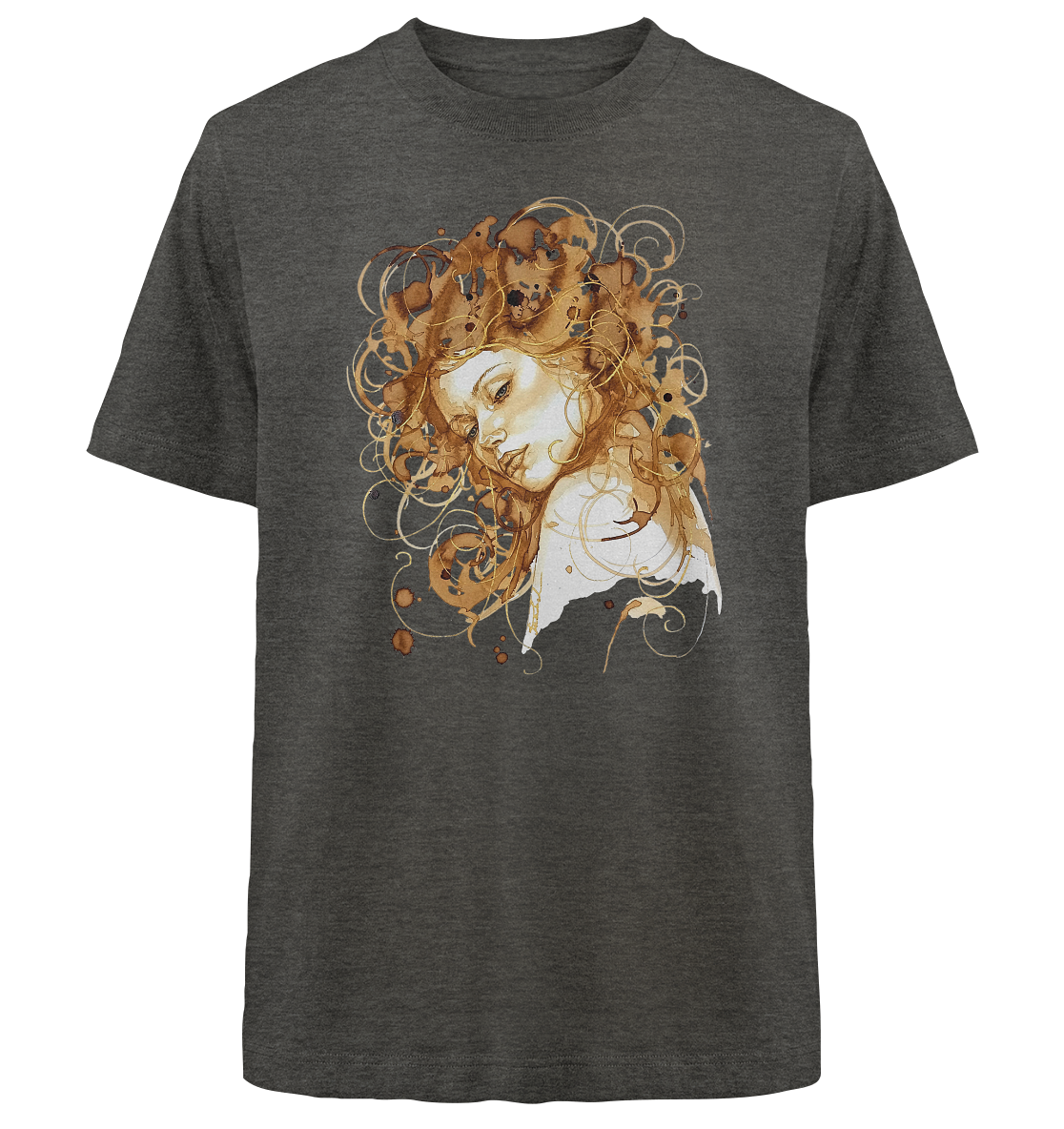 Kaffeemotiv Portrait mit goldenen Haaren - Heavy Oversized Organic Shirt
