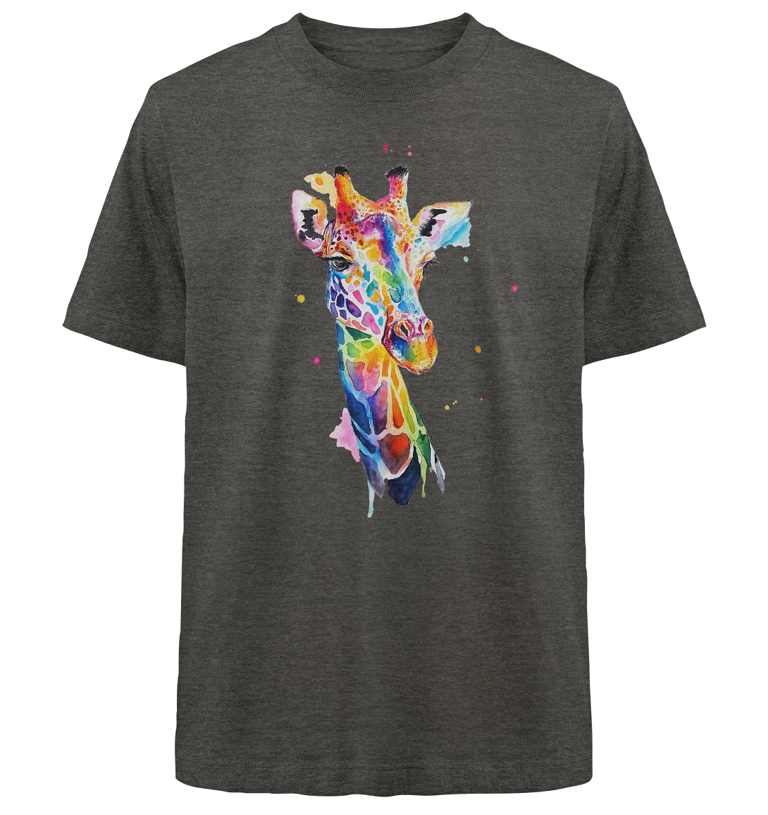 Motiv farbenfrohe Giraffe - Heavy Oversized Organic Shirt