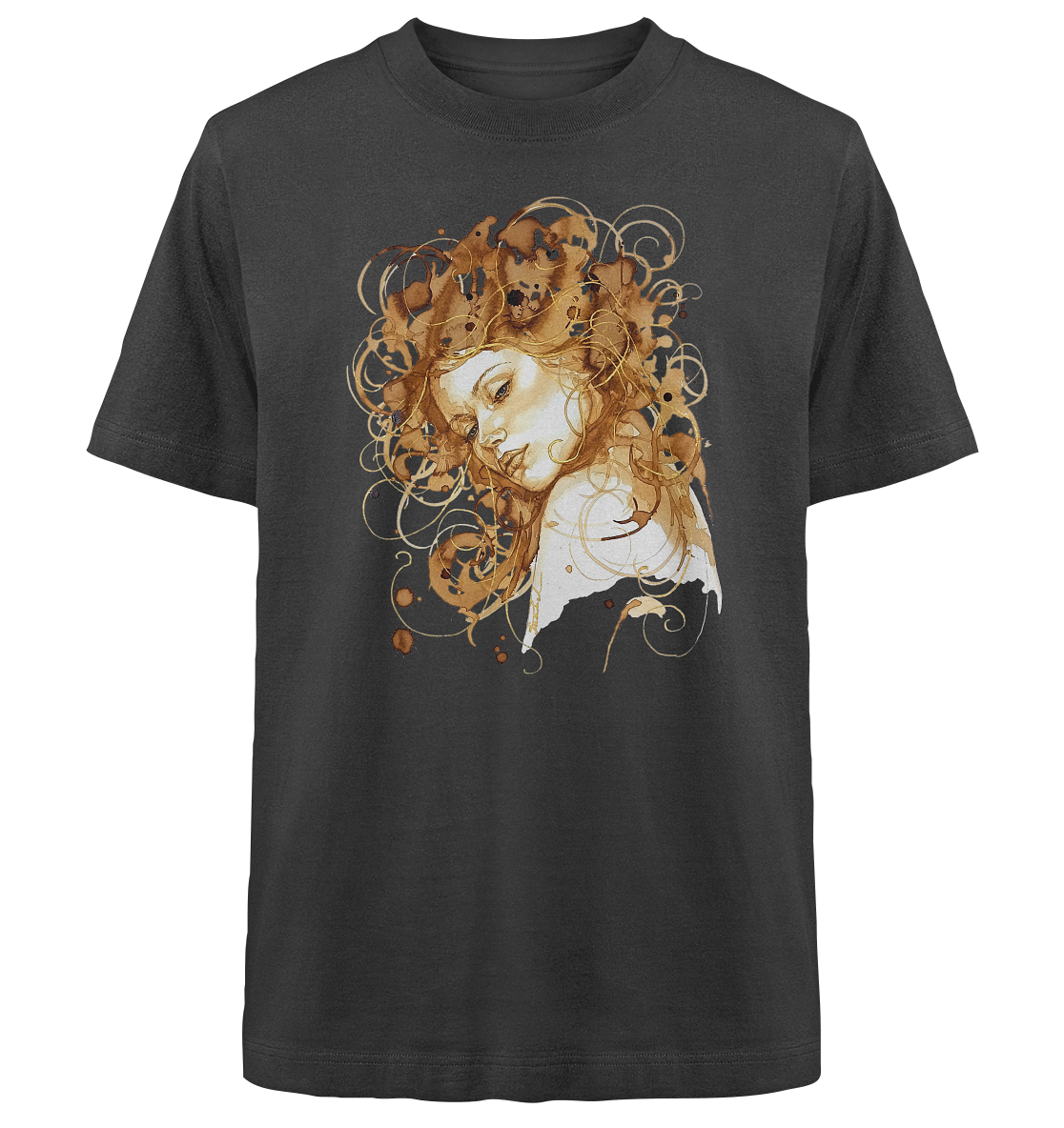 Kaffeemotiv Portrait mit goldenen Haaren - Heavy Oversized Organic Shirt