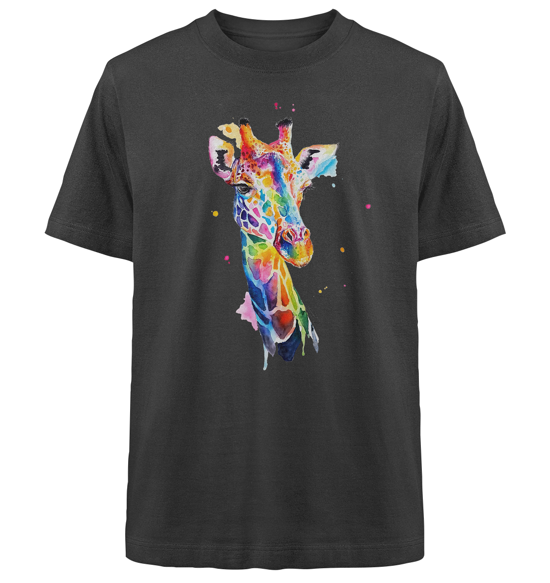Motiv farbenfrohe Giraffe - Heavy Oversized Organic Shirt