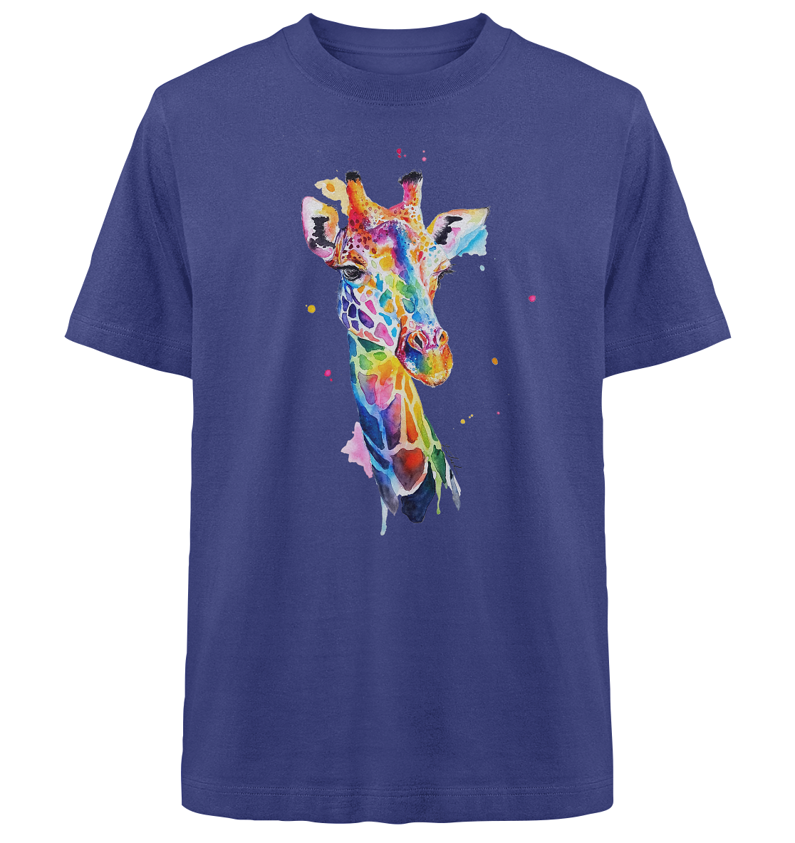 Motiv farbenfrohe Giraffe - Heavy Oversized Organic Shirt