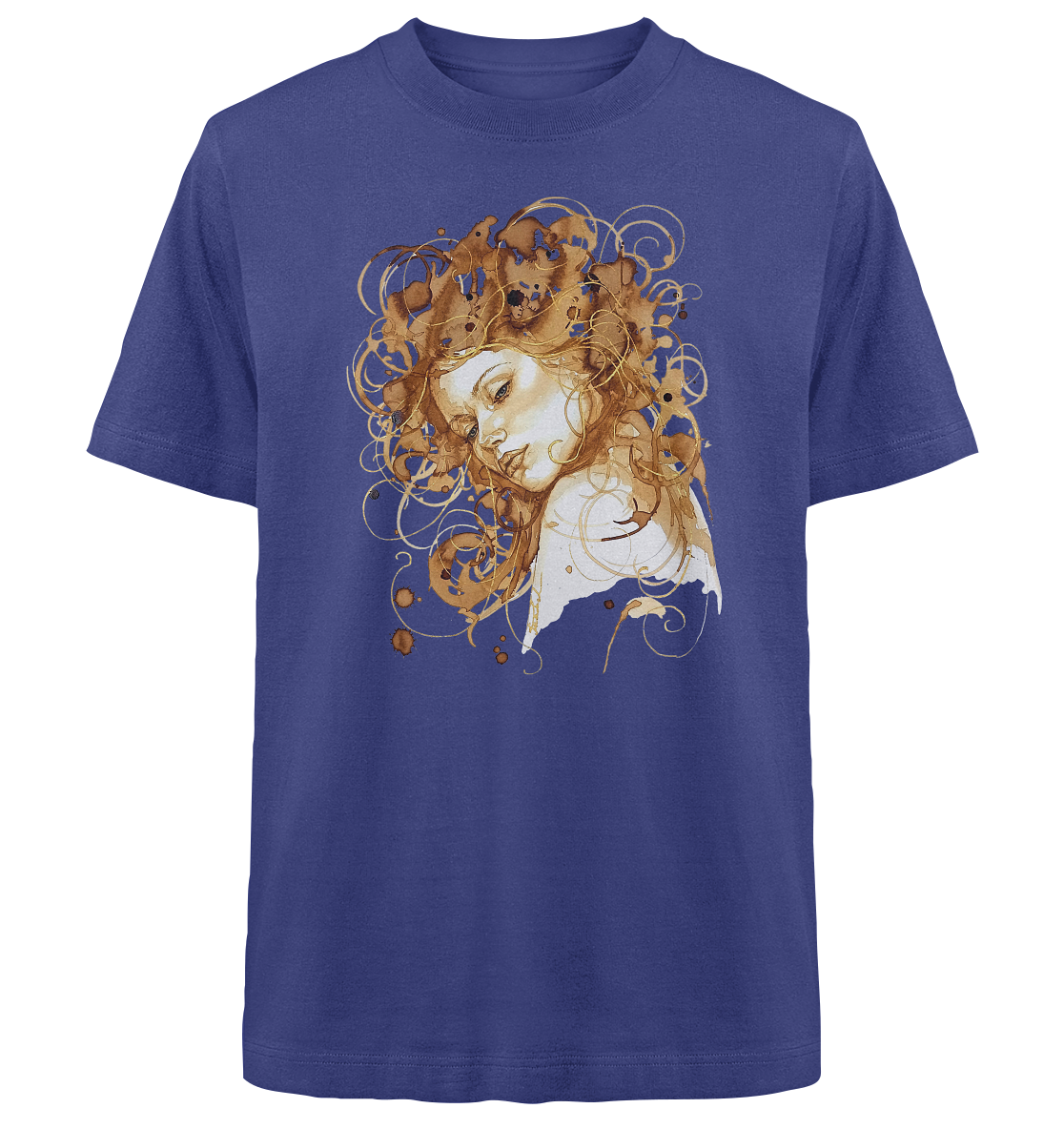 Kaffeemotiv Portrait mit goldenen Haaren - Heavy Oversized Organic Shirt