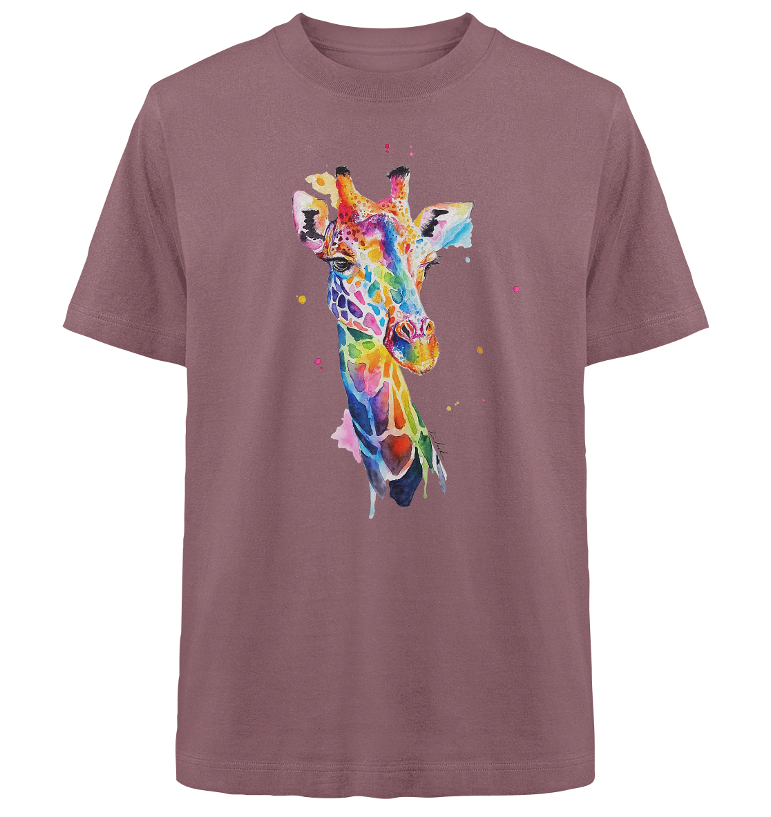 Motiv farbenfrohe Giraffe - Heavy Oversized Organic Shirt