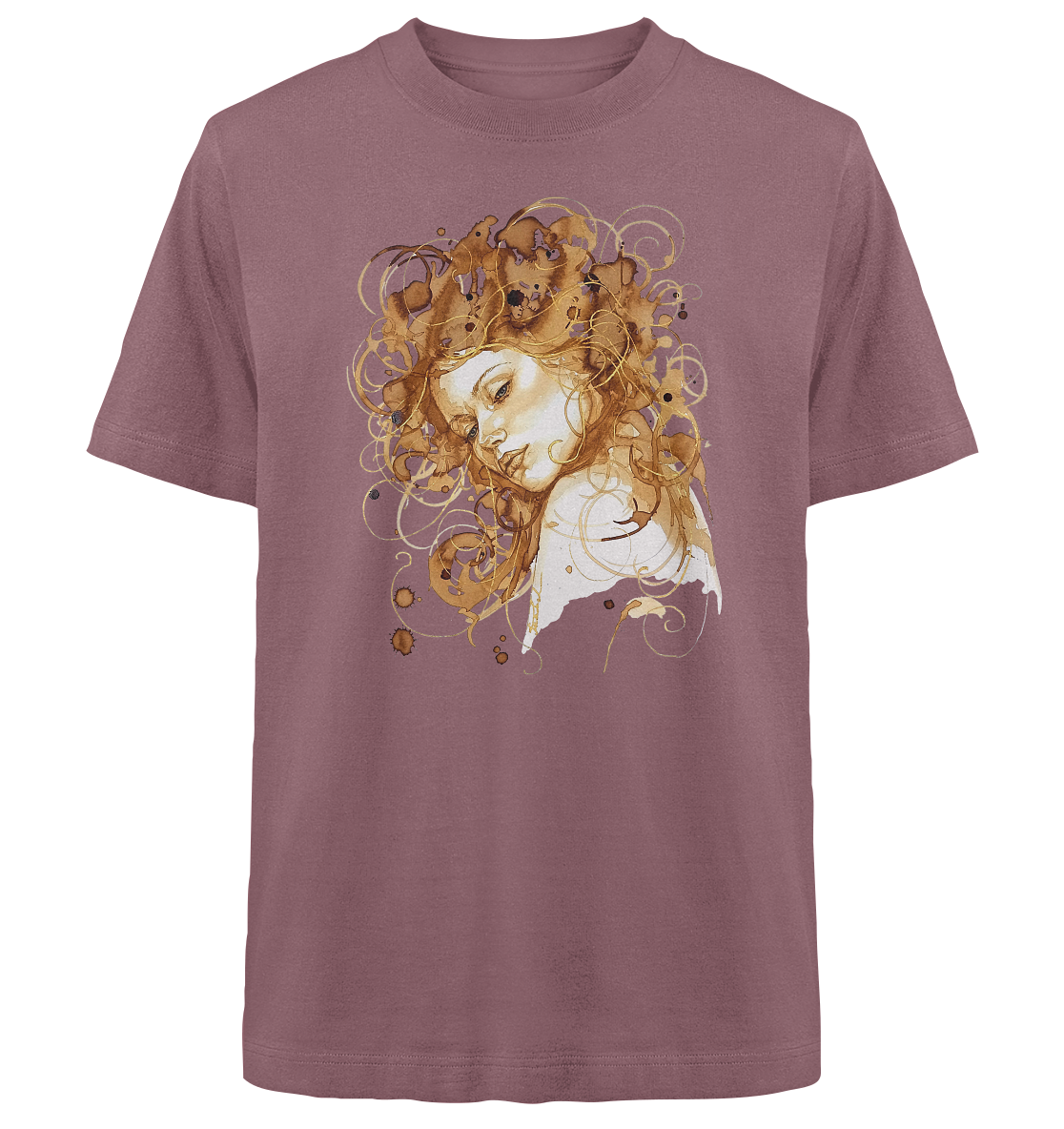 Kaffeemotiv Portrait mit goldenen Haaren - Heavy Oversized Organic Shirt