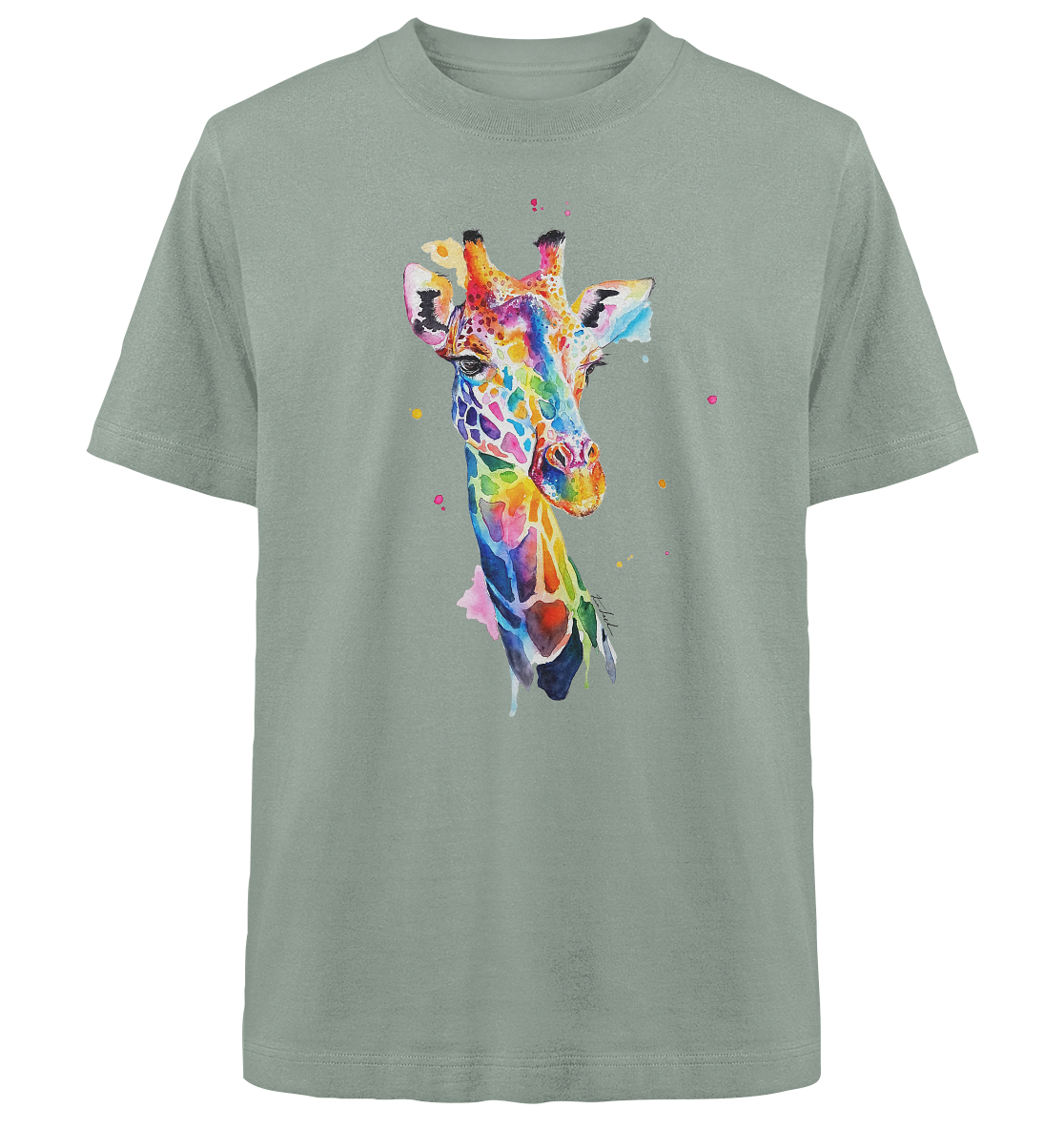 Motiv farbenfrohe Giraffe - Heavy Oversized Organic Shirt