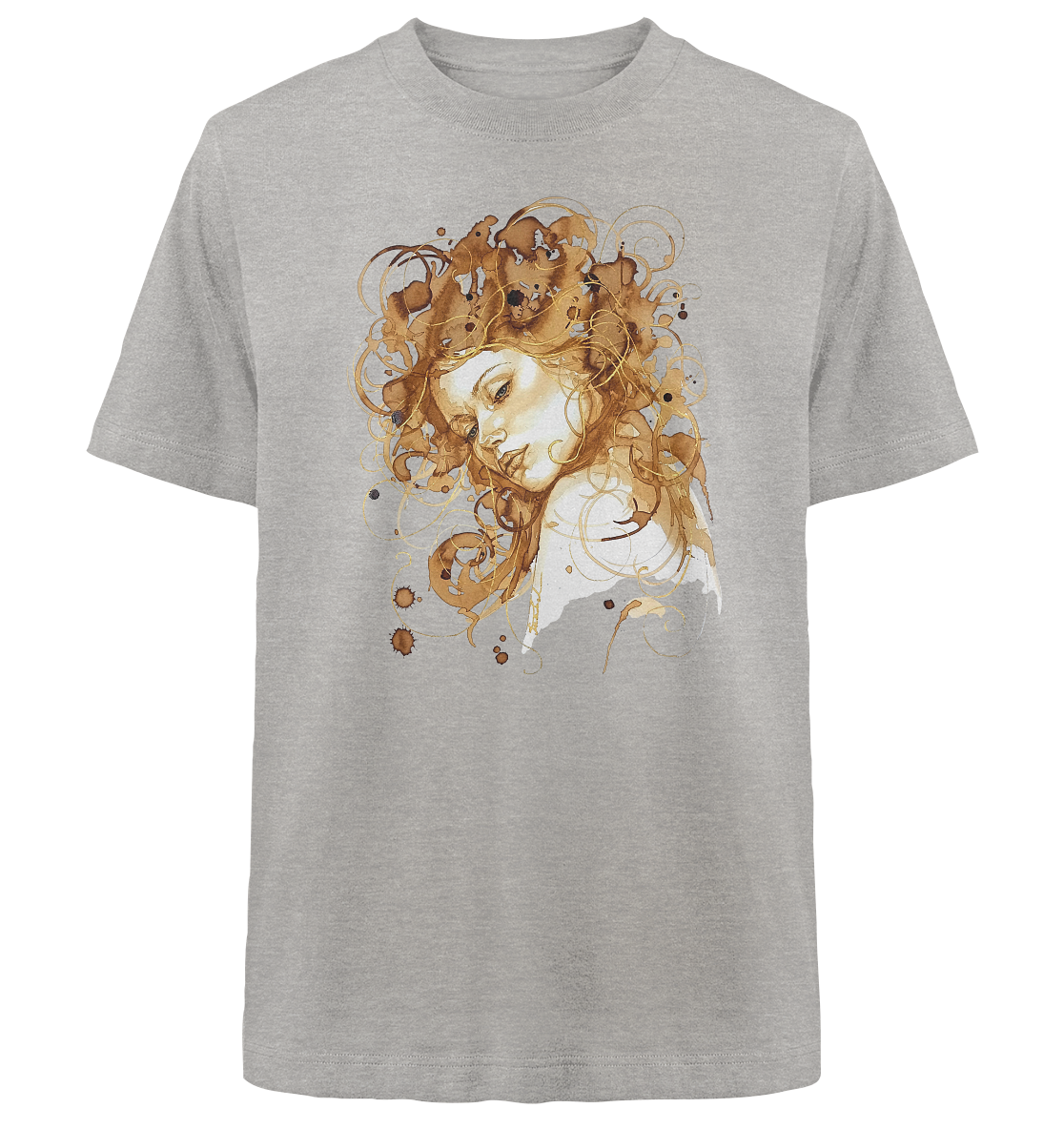 Kaffeemotiv Portrait mit goldenen Haaren - Heavy Oversized Organic Shirt
