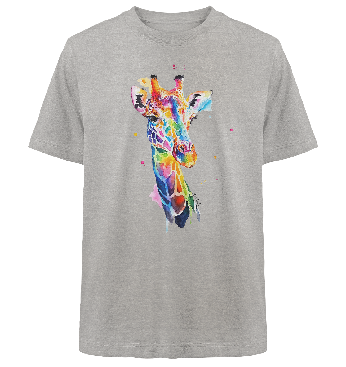 Motiv farbenfrohe Giraffe - Heavy Oversized Organic Shirt
